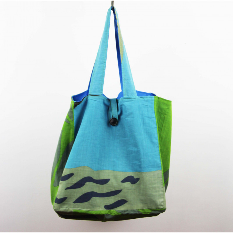 Cabas en coton upcycling Cap Breton Vert Green