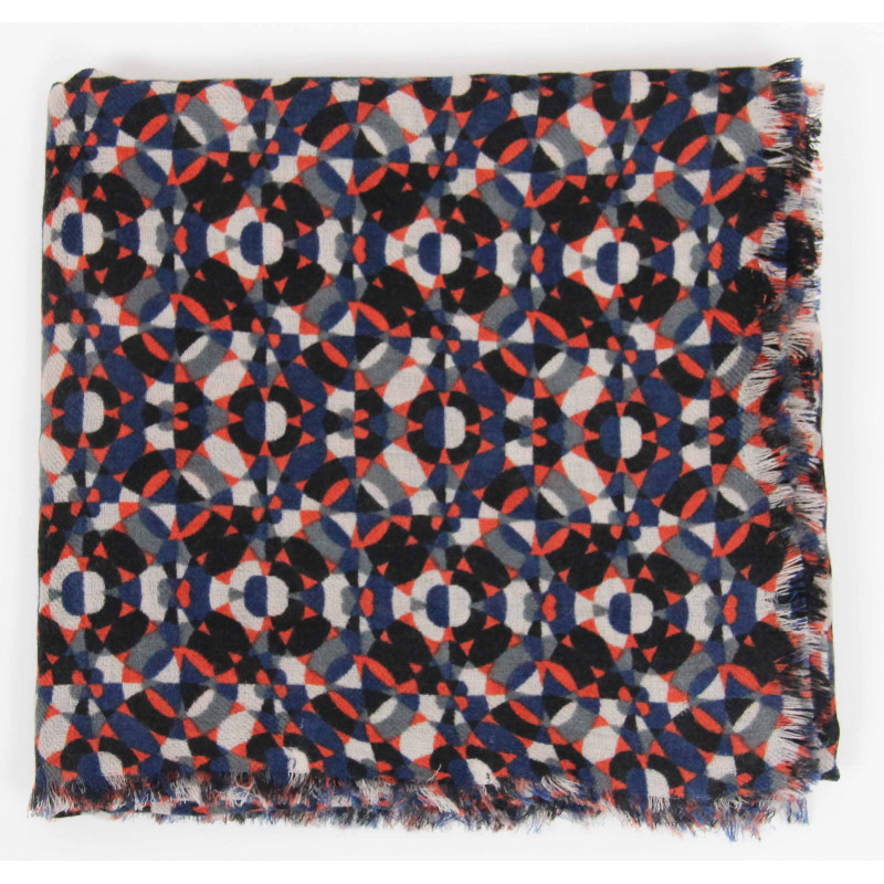 Wool Square Partition Marine Navy 