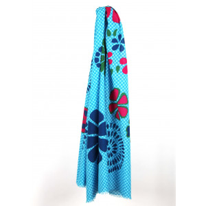 Foulard Coton Bio Ichimatsu Bleu Blue