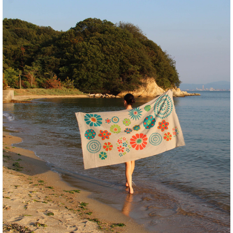 Foulard Coton Bio Ichimatsu Gris Grey