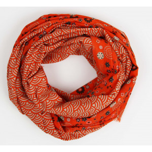 Foulard Coton Bio Kohana Fuchsia Orange