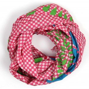 Foulard Coton Bio Ichimatsu Rose Pink