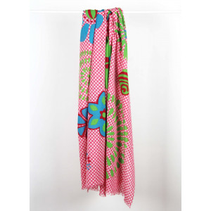 Foulard Coton Bio Ichimatsu Rose Pink
