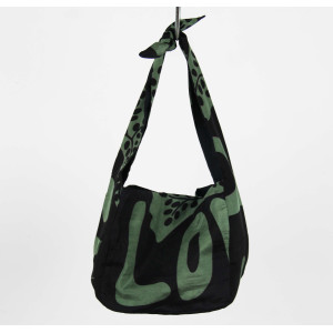 Upcycling Silk Bag Bobby Peace and Love Kaki