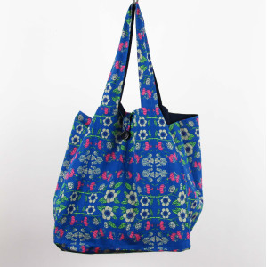 Cabas en coton upcycling So British Bleu Blue