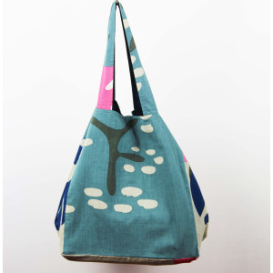 Cabas en coton upcycling Cap Breton Bleu