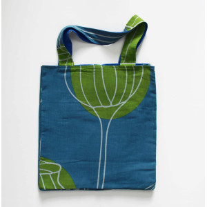 Cabas en coton upcycling Mekong Bleu Blue