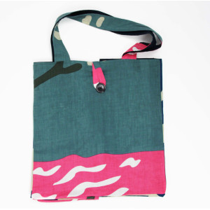 Cabas en coton upcycling Cap Breton Bleu