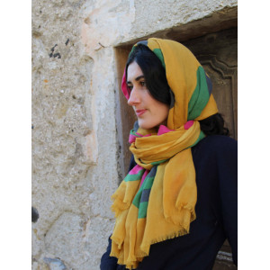 XL Wool Scarf Cairn Jaune Yellow