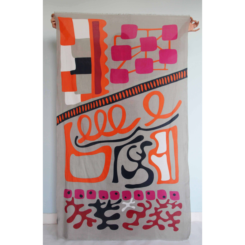 Foulard Coton Bio Combination Fuchsia