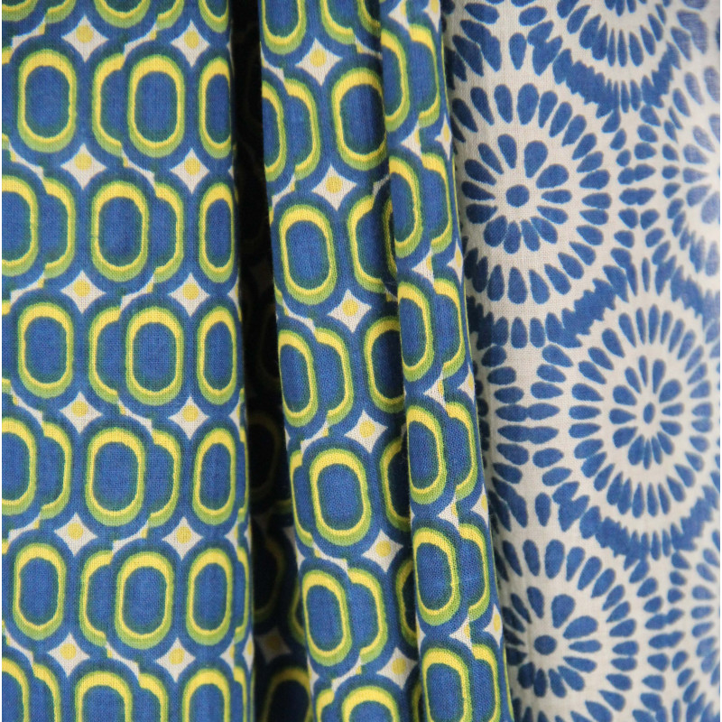 Foulard Coton Bio Pivoine Marine
