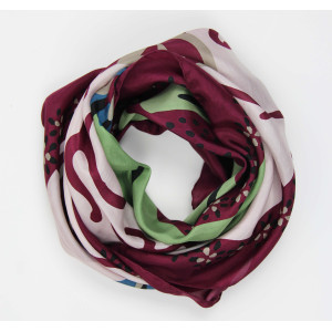 Carré Soie Robin Bordeaux Burgundy
