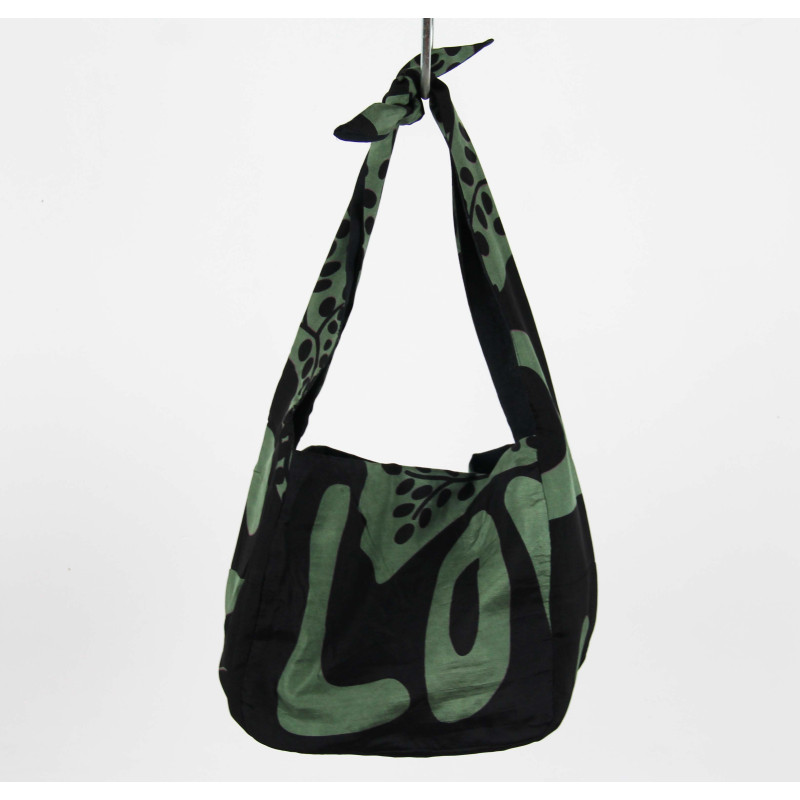 Sac Bobby en Soie Peace and Love Kaki
