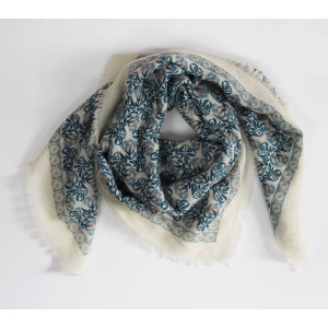 Wool Square Poème Bleu Blue 