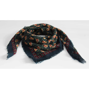 Wool Square Poème Marine Navy 