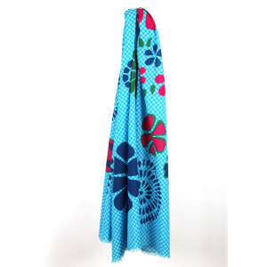 Foulard Coton Bio Ichimatsu Bleu Blue