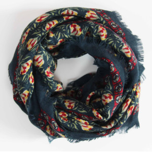 Wool Square Poème Marine Navy 