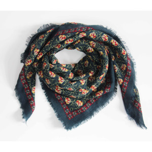Wool Square Poème Marine Navy 