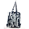 Upcycling Silk Bag Musette Peace and Love Marine