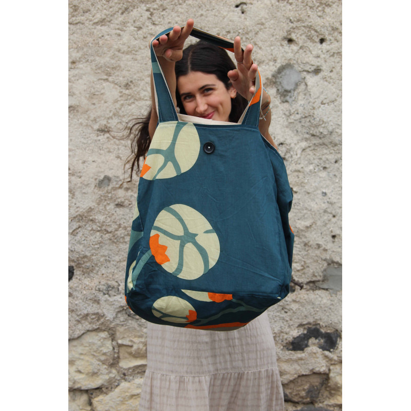 Cabas en coton upcycling Prunus Marine