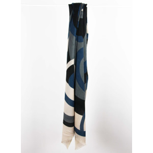XL Wool Scarf Vibrations Bleu Blue