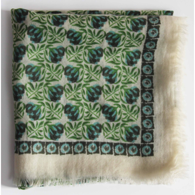 Carré Laine Poème Vert Green