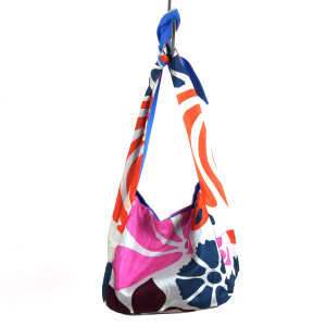 Sac Bobby en Soie Flower Power Gris