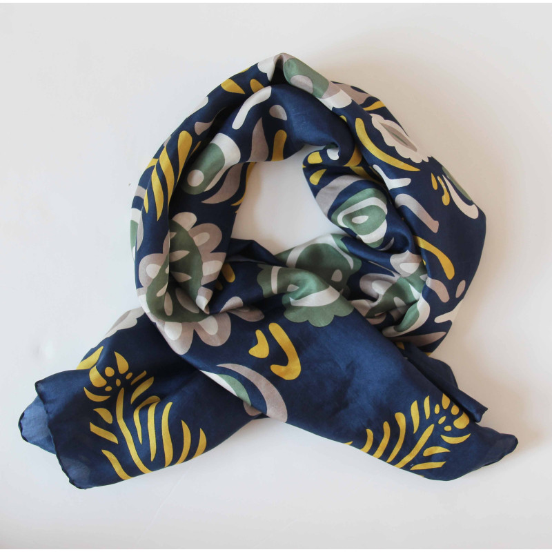 Carré Soie Anastasia Marine/ Navy