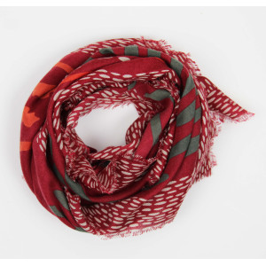 Wool Square Muscari Orange Bordeaux