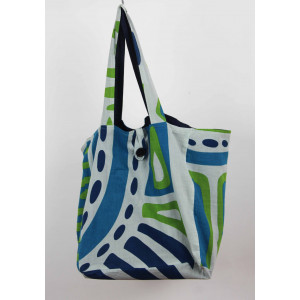 Cabas en coton upcycling Shangha Bleu Blue