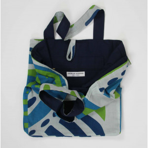 Cabas en coton upcycling Shangha Bleu Blue