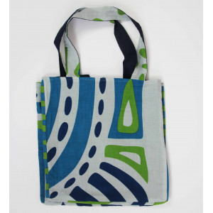 Cabas en coton upcycling Shangha Bleu Blue