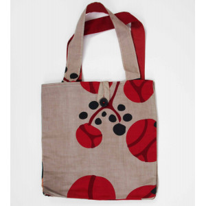 Cabas en coton upcycling Prunus Rouge Red