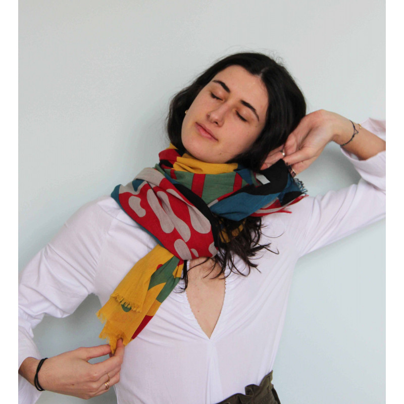 Foulard Coton Bio Sunshine Noir/ Black