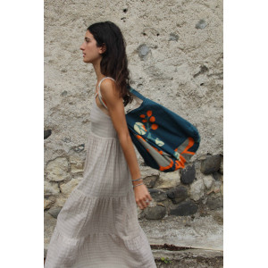 Cabas en coton upcycling Prunus Marine