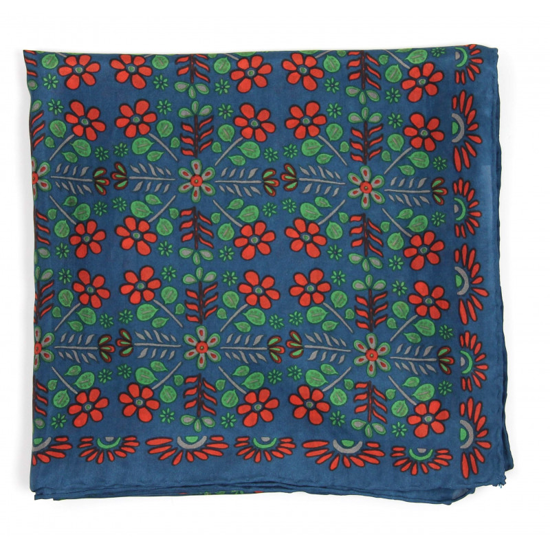 Carré Soie Nina Bleu