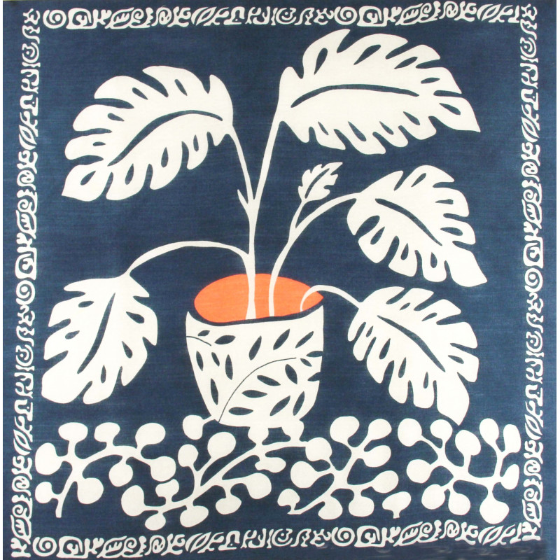 Carré Laine Monstera Marine