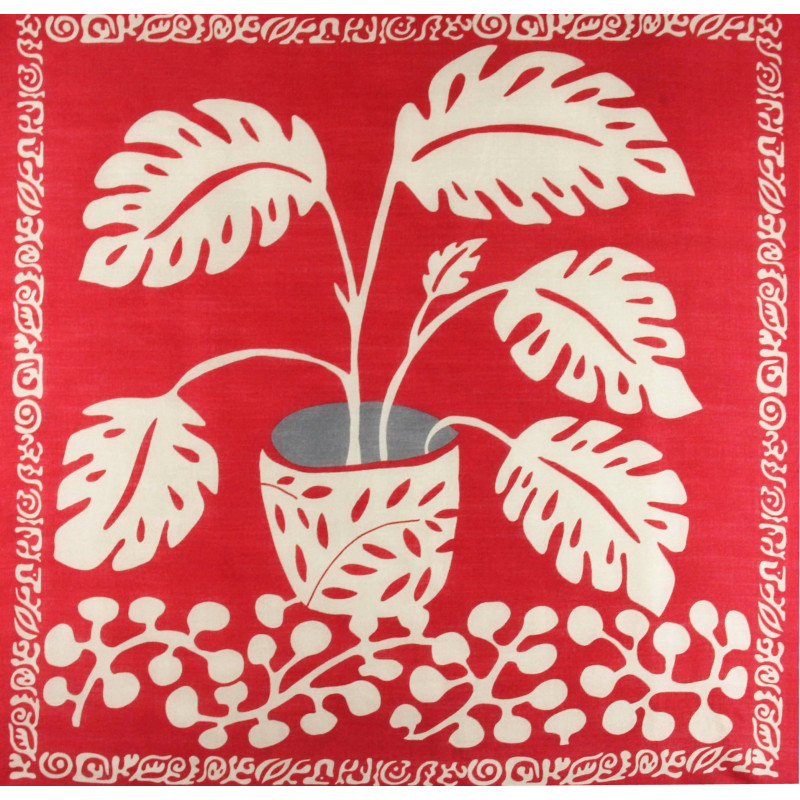 Carré Laine Monstera Rouge