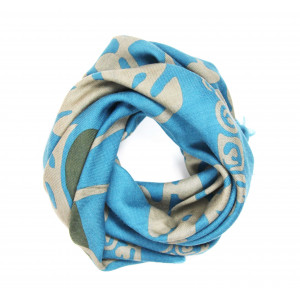 Carré Laine Monstera Bleu