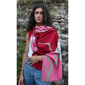 Foulard Coton Bio Onirique Rouge Red