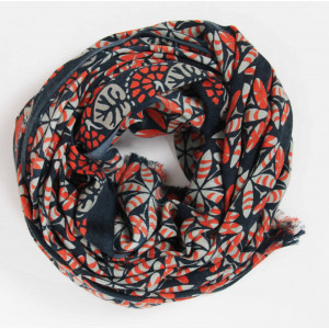 XL Wool Scarf Flamenco Blue Bleu