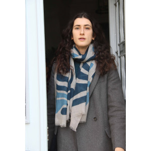 Wool Scarf Gardenia Bleu Blue