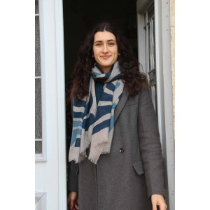 Wool Scarf Gardenia Bleu Blue