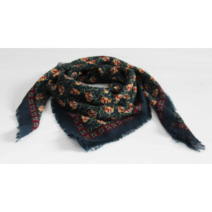 Wool Square Poème Marine Navy 