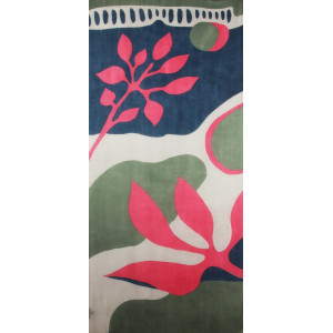 Wool Scarf Palme Marine Navy