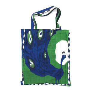 Sac Musette en soie Paon Vert
