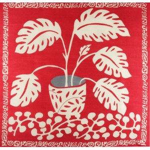 Carré Laine Monstera Rouge