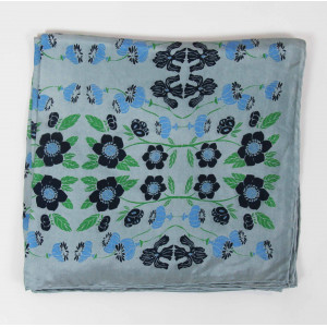 Carré Soie Flora Bleu Blue