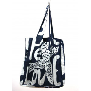 Sac Musette en soie Peace and Love Marine