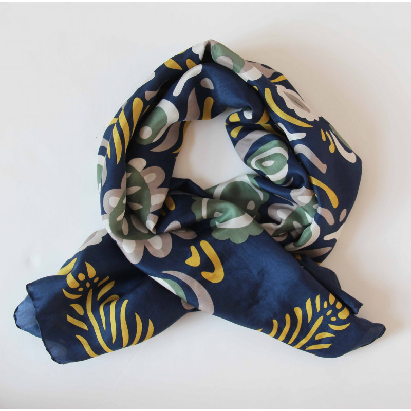 Carré Soie Anastasia Marine/ Navy